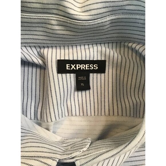 EXPRESS-MENS BLUE STRIPPED 62% COTTON LOMG SLEEVE BUTTON DOWN SHIRT SIZE X-LARGE - Picture 4 of 8